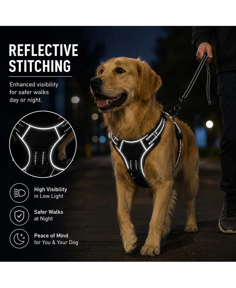 ProMounts Reflective No Pull Dog Harness with Front and Back Leash Clips