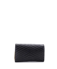 Pre-Owned Saint Laurent Medium Classic Monogram Wallet on Chain Matelasse Chevron Leather