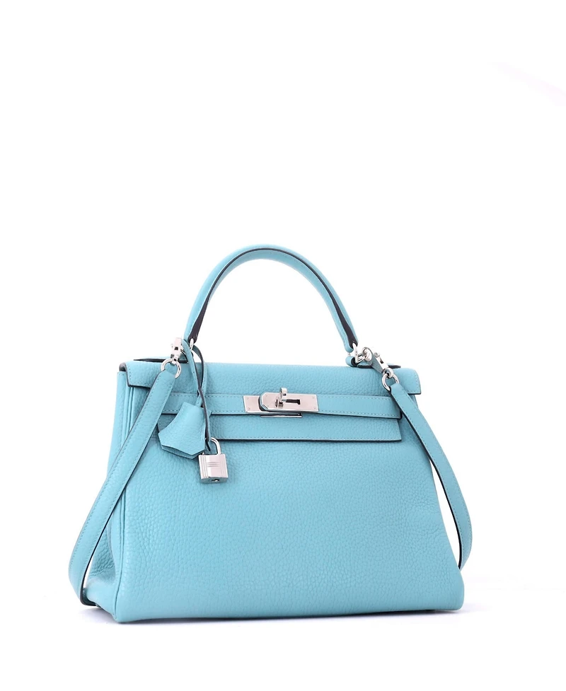 Pre-Owned HERMES Kelly Handbag Clemence with Palladium Hardware