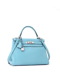 Pre-Owned HERMES Kelly Handbag Clemence with Palladium Hardware