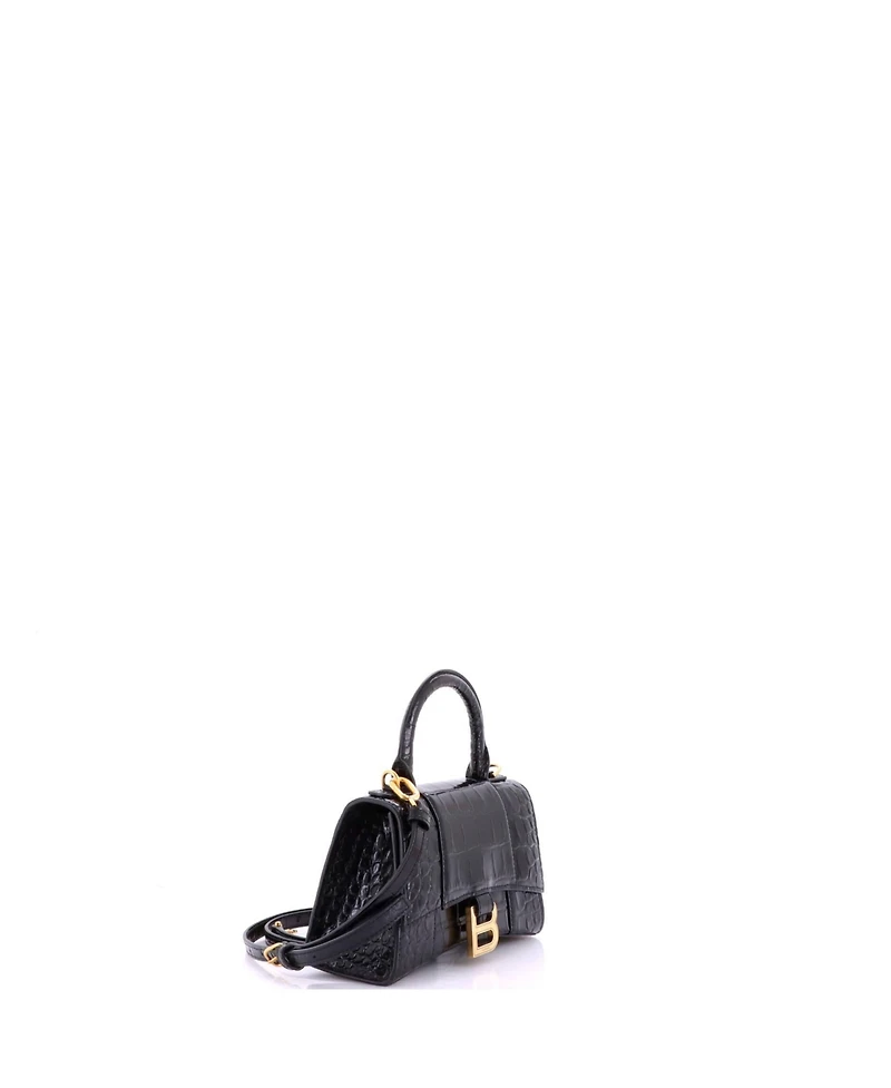 Pre-Owned Balenciaga Xs Hourglass Top Handle Bag Embossed Leather