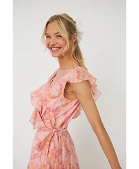 Cras Women's Landon Floral-Print Wrap Ruffle Midi Dress