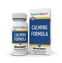 Superior Source Calming Formula, L-Theanine, Melatonin, Under The Tongue Quick Dissolve MicroLingual Tablets, 60 Ct, 5-htp for Enhanced Serotonin