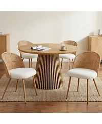 Clihome Modern Farmhouse Wicker Soft Dining Chairs Set of 4