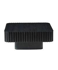 Clihome Handcraft Drum Coffee Table Square for Living Room, Small Wooden with Sturdy
