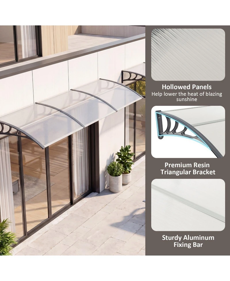 Sugift Outdoor Front Door Window Awning Exterior Door Canopy