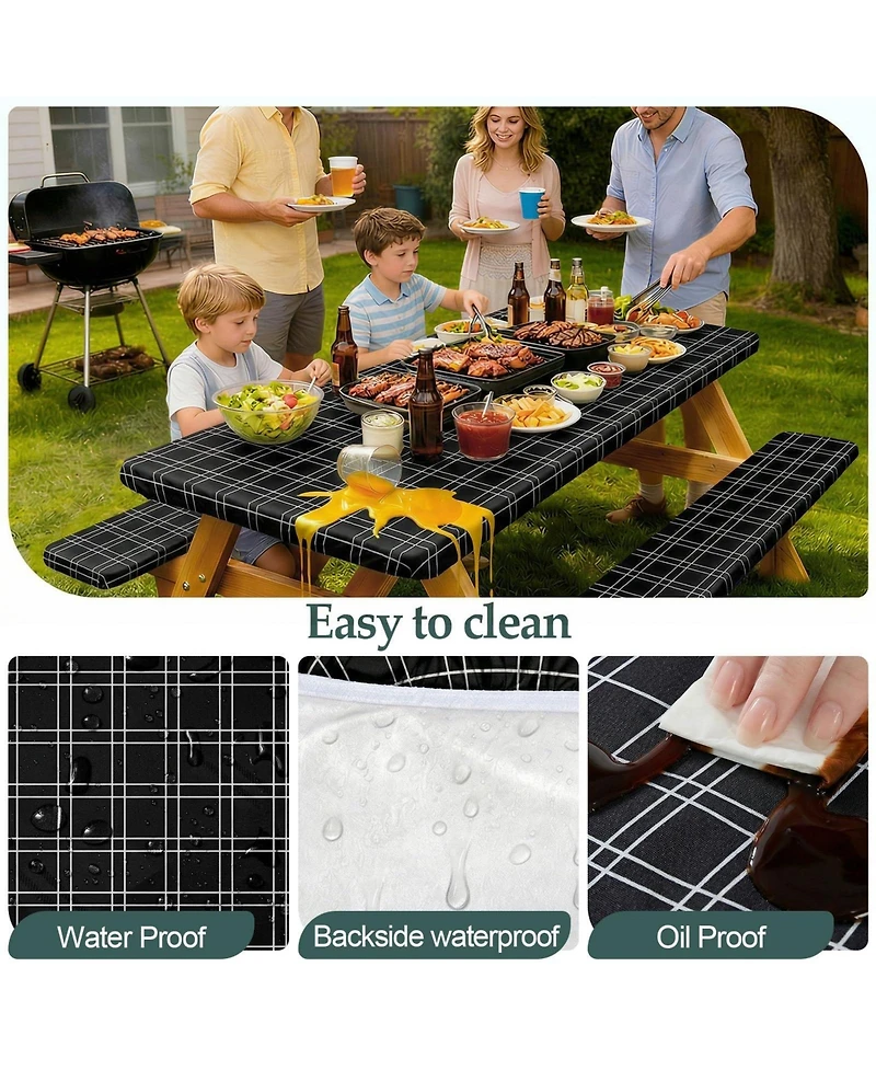 Piscifun Waterproof Windproof Picnic Table and Bench Cover Set with Storage Bag