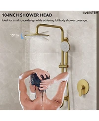 Everstein Wall Mount Pressure-Balanced Shower System 10" Rainfall Head with Slider Bar Handheld Spray