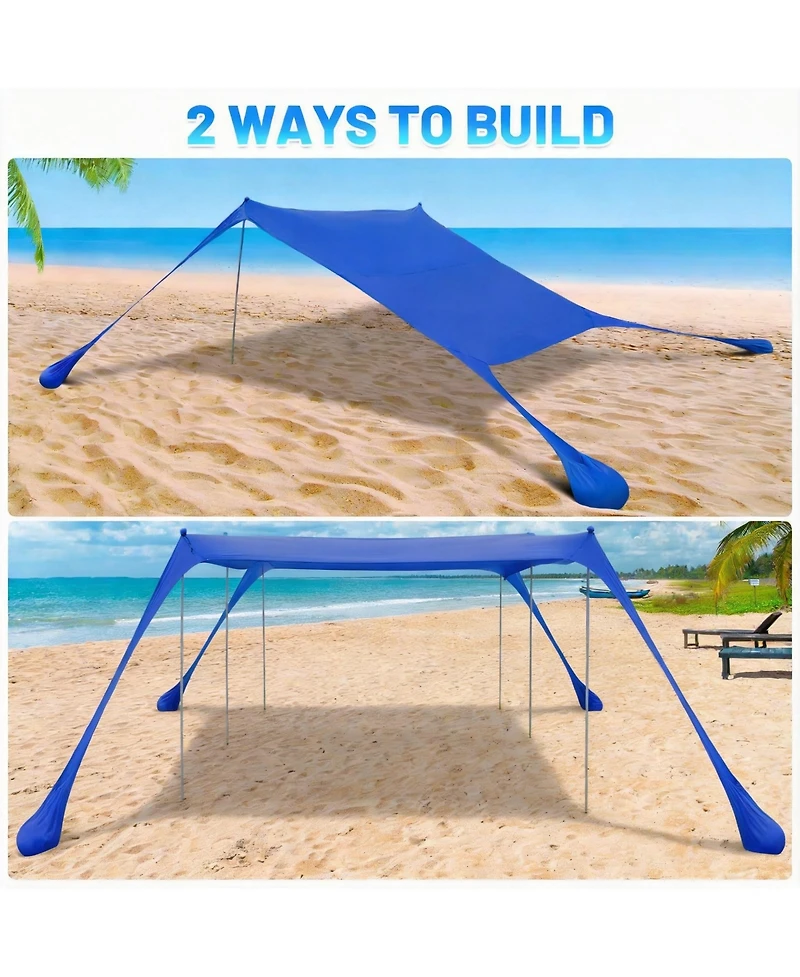 Aofar Beach Tent Sun Shade Pop Up Shelter 4 Poles Carry Bag Outdoor Camping Fishing Yard