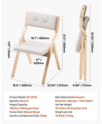 Sugift Set of 4 Wooden Folding Chairs with Cushion Padded Dining Chairs for Kitchen Office Wedding Party