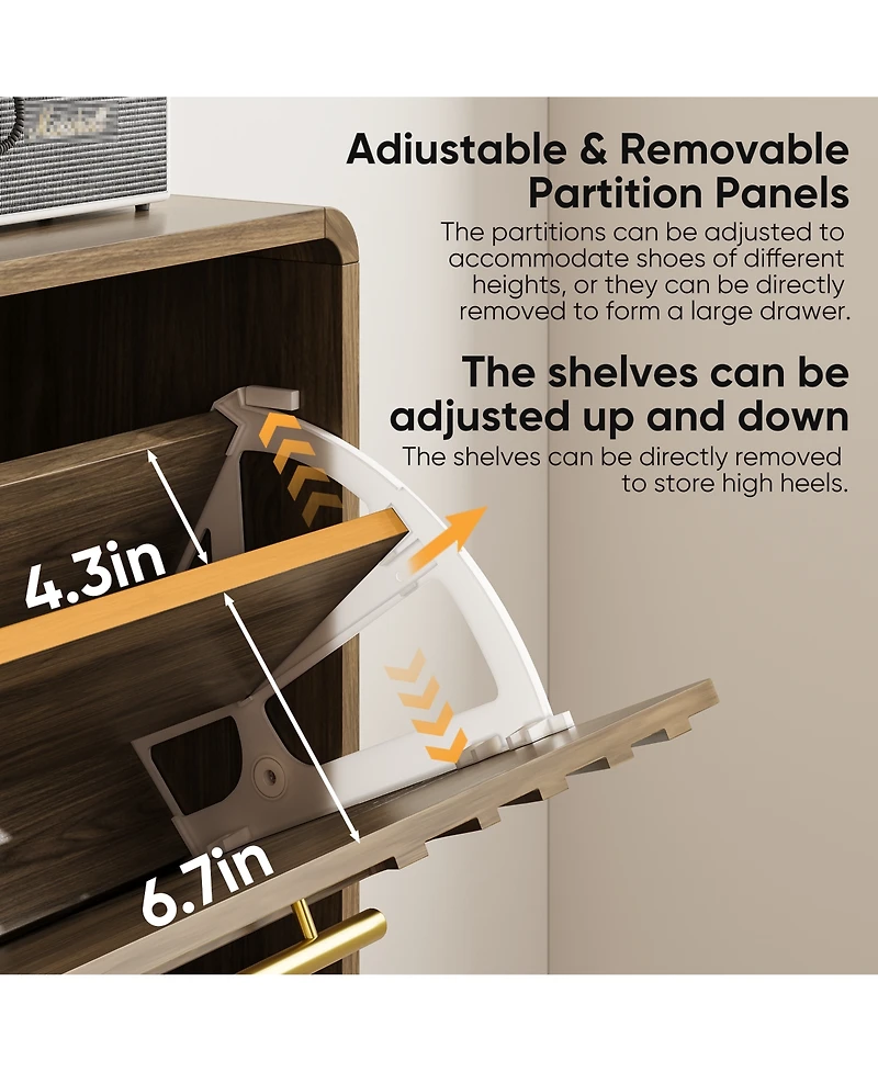 Boyel Living 31.5-Inch Freestanding Shoe Storage Cabinet with 2 Flip-Top Drawers, Modern Entryway Organizer with Solid Wood Legs and Anti-Tip Device