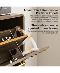 Boyel Living 31.5-Inch Freestanding Shoe Storage Cabinet with 2 Flip-Top Drawers, Modern Entryway Organizer with Solid Wood Legs and Anti-Tip Device