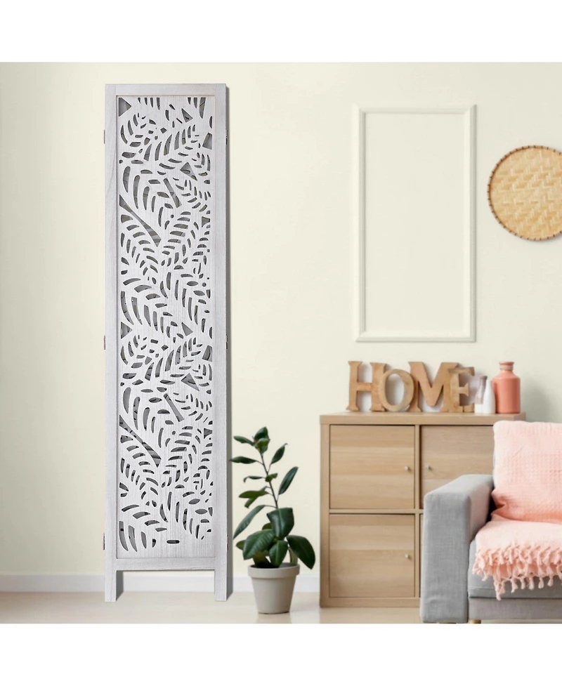 Slickblue Portable 6 Panel Wooden Room Divider, Carved Folding Privacy Screen for Bedroom Office Home
