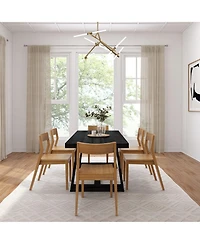 Plank+Beam 72" Classic Solid Wood Dining Table Set, Wirebrush, + 6 Chairs