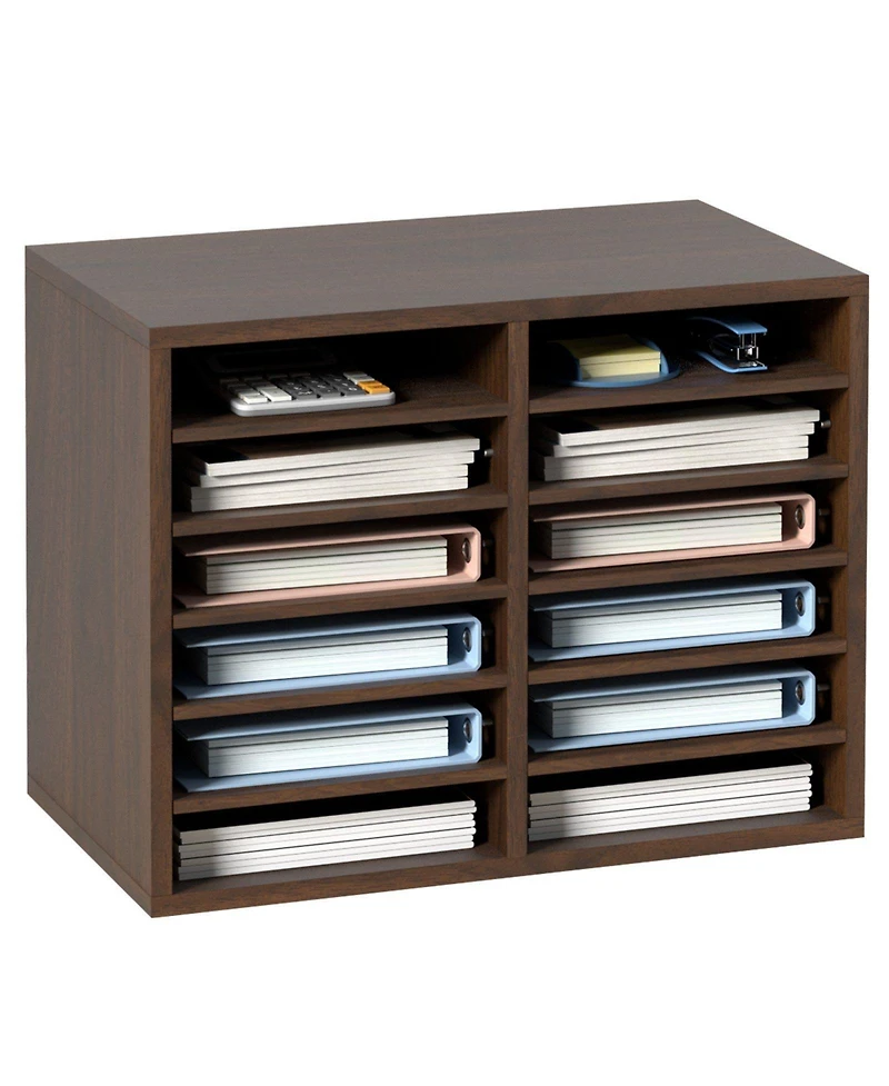 Slickblue 12 Compartment Literature Organizer with Adjustable Shelves