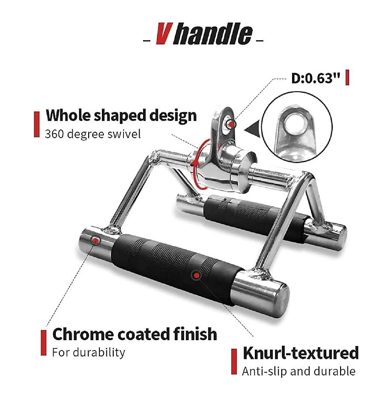 Sevorley 4 Piece Cable Machine Attachment Set with Tricep Rope V Bar Double D Handle and Straight Bar