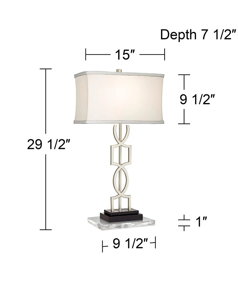 360 Lighting Evan Modern Table Lamps Set of 2 with Clear Risers 28 1/2" Tall Brushed Nickel with Usb Charging Port Shade for Bedroom Living Room