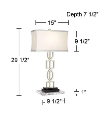 360 Lighting Evan Modern Table Lamps Set of 2 with Clear Risers 28 1/2" Tall Brushed Nickel with Usb Charging Port Shade for Bedroom Living Room
