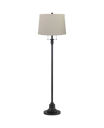 360 Lighting Dyna Traditional 58" Tall 2-Light Standing Floor Lamp Skinny Pole Pull Chain Finish Burlap Shade