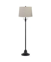 360 Lighting Dyna Traditional 58" Tall 2-Light Standing Floor Lamp Skinny Pole Pull Chain Finish Burlap Shade