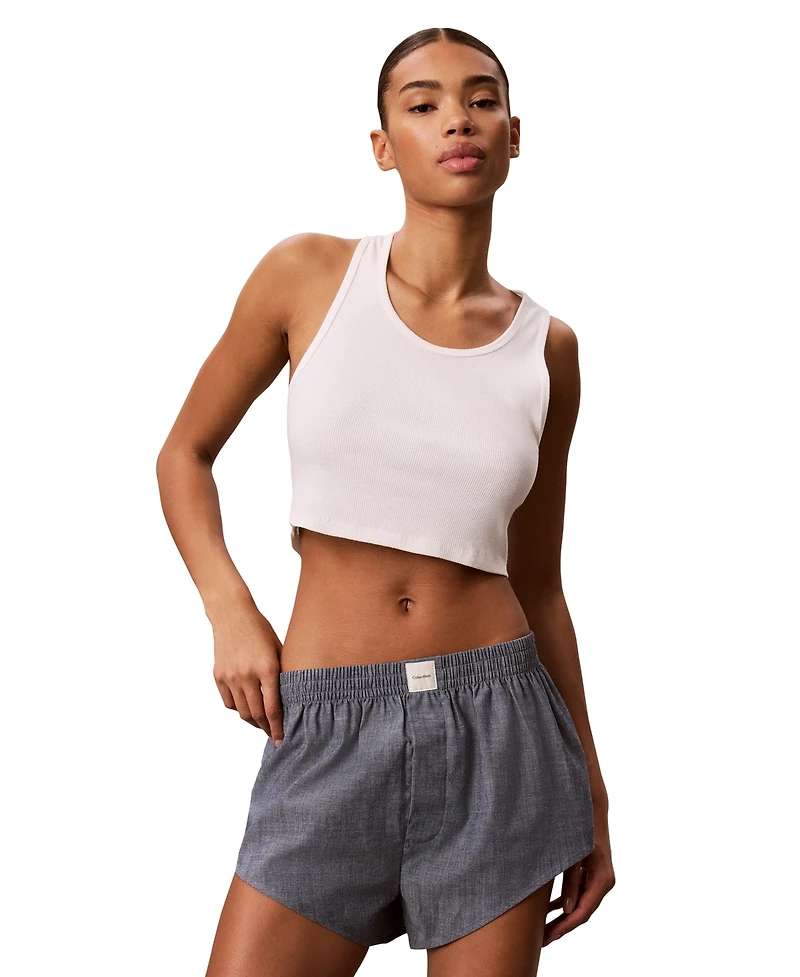 Calvin Klein Women's Chambray High-Rise Pull-On Sleep Shorts