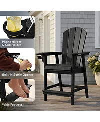 WestinTrends Outdoor Hdpe Tall Adirondack Counter Height Bar Chair With Cup Holder