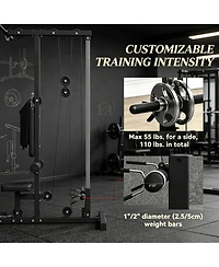 Sevorley Lat Pulldown Machine with Adjustable Seat, Flip Footplate, Dual Pulley - Heavy-Duty Steel Home Gym