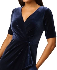 Adrianna Papell Women's V-Neck Velvet Cascade Gown