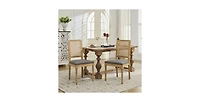 Flynama Set of 2 Solid Wood Rattan Back Dining Chairs