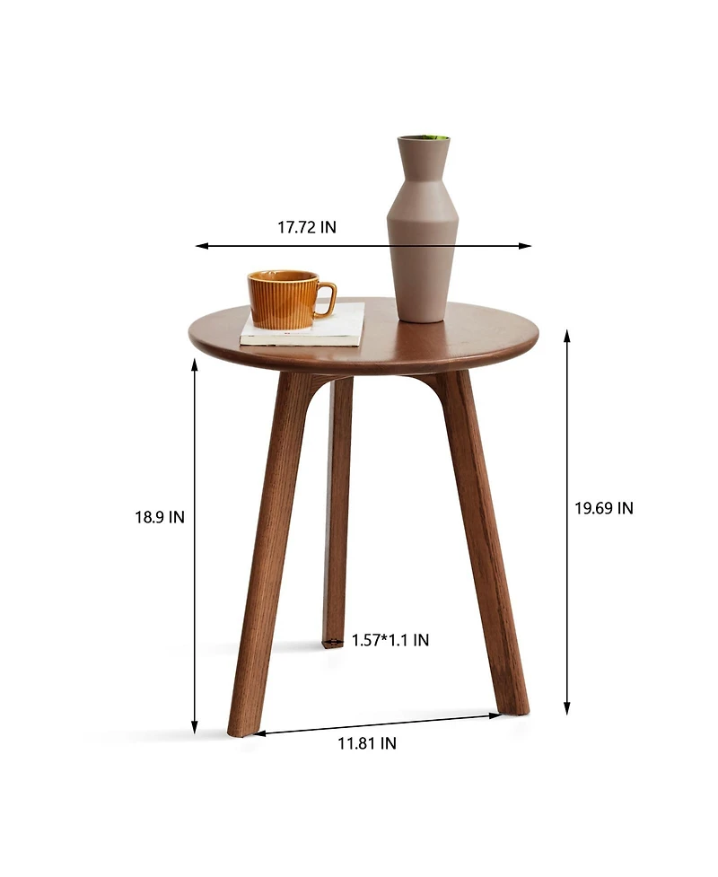 Flynama Round Solid Oak Wood End Table Side Table Nightstand Living Room Bedroom
