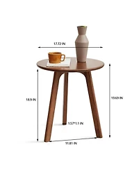 Flynama Round Solid Oak Wood End Table Side Table Nightstand Living Room Bedroom