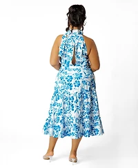 Buxom Couture Plus Floral Halter Neck Midi Dress