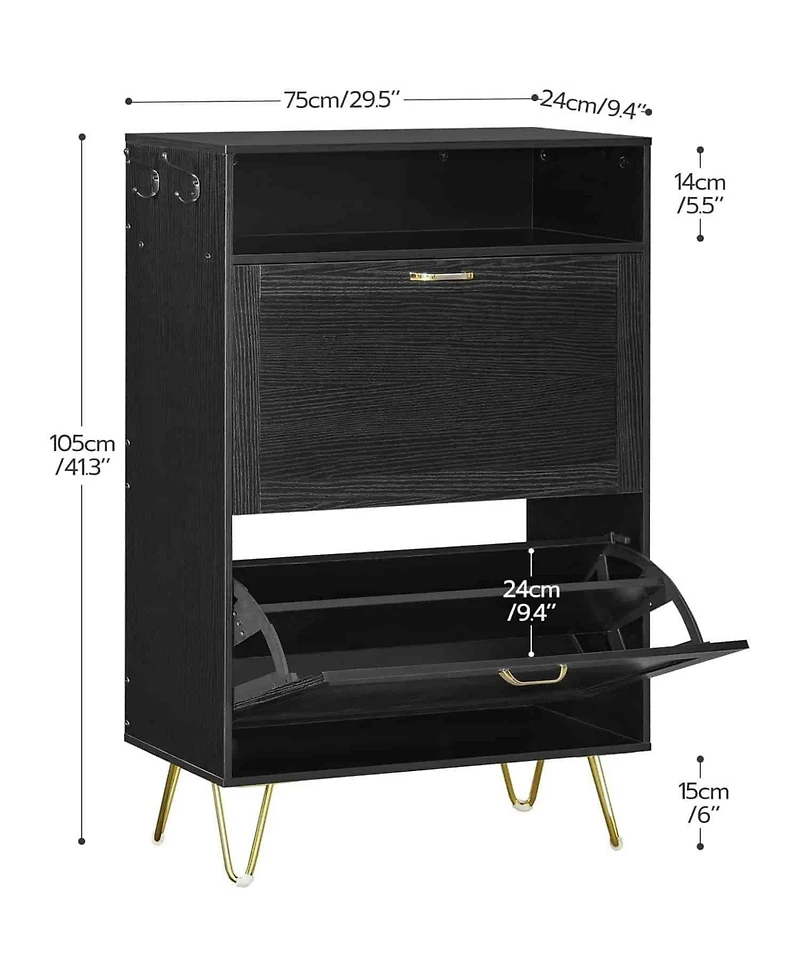 Slickblue Entryway Shoe Cabinet with 2 Flip-Down Tipping Drawers