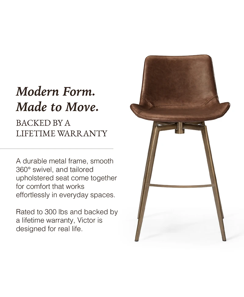 Maven Lane Victor Modern Faux Leather Swivel Kitchen Counter Stool with Back