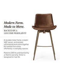 Maven Lane Victor Modern Faux Leather Swivel Kitchen Counter Stool with Back