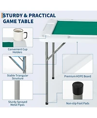 gaomon Mahjong Table. 4 Player Folding Domino Table with Wear-Resistant Tabletop/Portable Square Card Desk with Cup Holders and Chip Trays