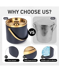 Piscifun Insulated Stainless Steel Ice Bucket With Scoop Sealed Lid For Cocktail Bar Parties