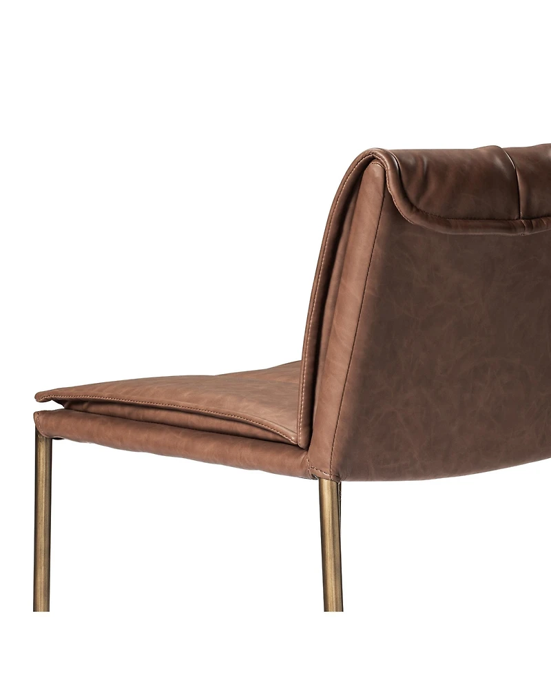 Maven Lane Gerard Channeled Faux Leather Upholstered Counter Stool with Back