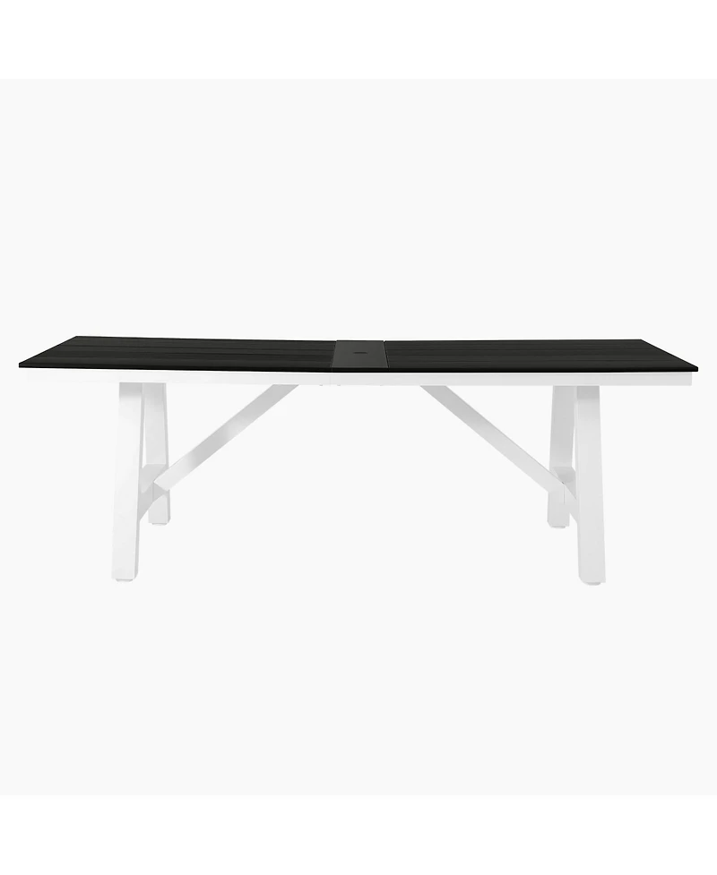WestinTrends 9-Piece Hdpe Outdoor Furniture Patio Dining Table With Umbrella Hole and Chairs Set For 8