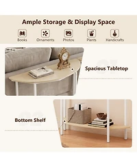 Sugift 40 in Half Moon 2-Tier Console Table with Storage Shelf for Entryway