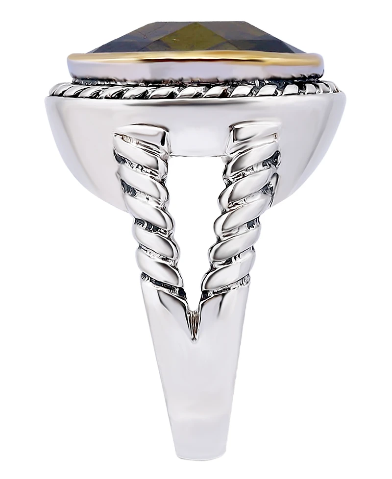Macy's Cushion Cut Bezel Olivine Cubic Zirconia Oxidized Twist Statement Ring