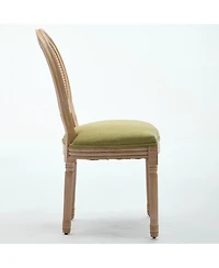 Flynama French Set of 2 Solid Wood Rattan Back Antique Carved Frame 300 Lbs Capacity Dining Chairs