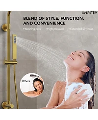 Everstein Pressure-Balanced Shower Faucet System Wall Mount Rainfall Head with Slider Bar Handheld