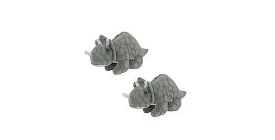 Mighty Dinosaur Triceratops 2 Pack, Durable Plush Squeaky Dog Toy