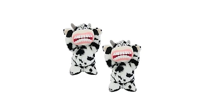 Mighty Angry Animals Cow 2 Pack, Durable Plush Squeaky Dog Toy