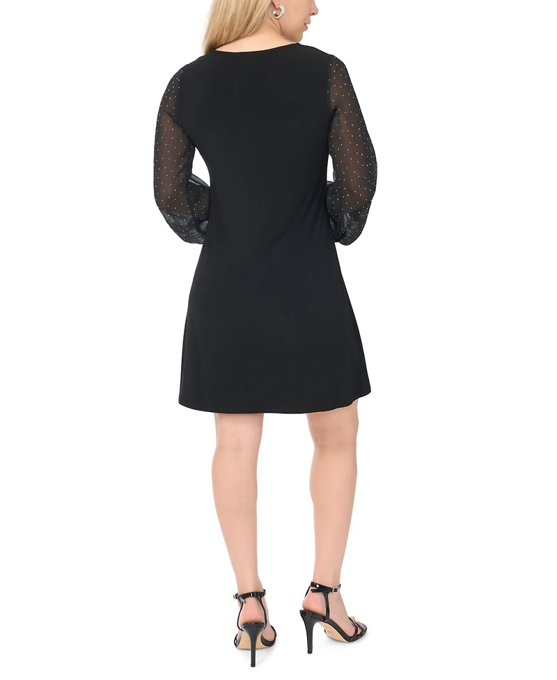 Msk Petite Long-Sleeve Little Black Dress