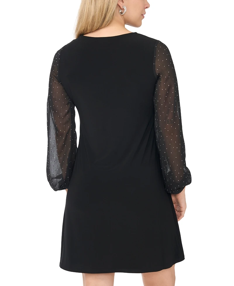 Msk Petite Long-Sleeve Little Black Dress