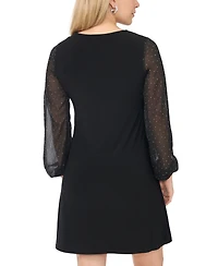 Msk Petite Long-Sleeve Little Black Dress