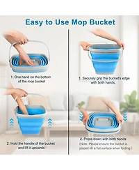 Piscifun Collapsible Mop Bucket With Handle 2.6 Gallon Multi Purpose Cleaning Storage Tub