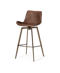 Maven Lane 31" Victor Modern Faux Leather Swivel Kitchen Bar Stool with Back
